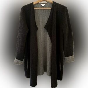 Pure J. Jill 100% cotton black and gray waterfall open front jacket size S